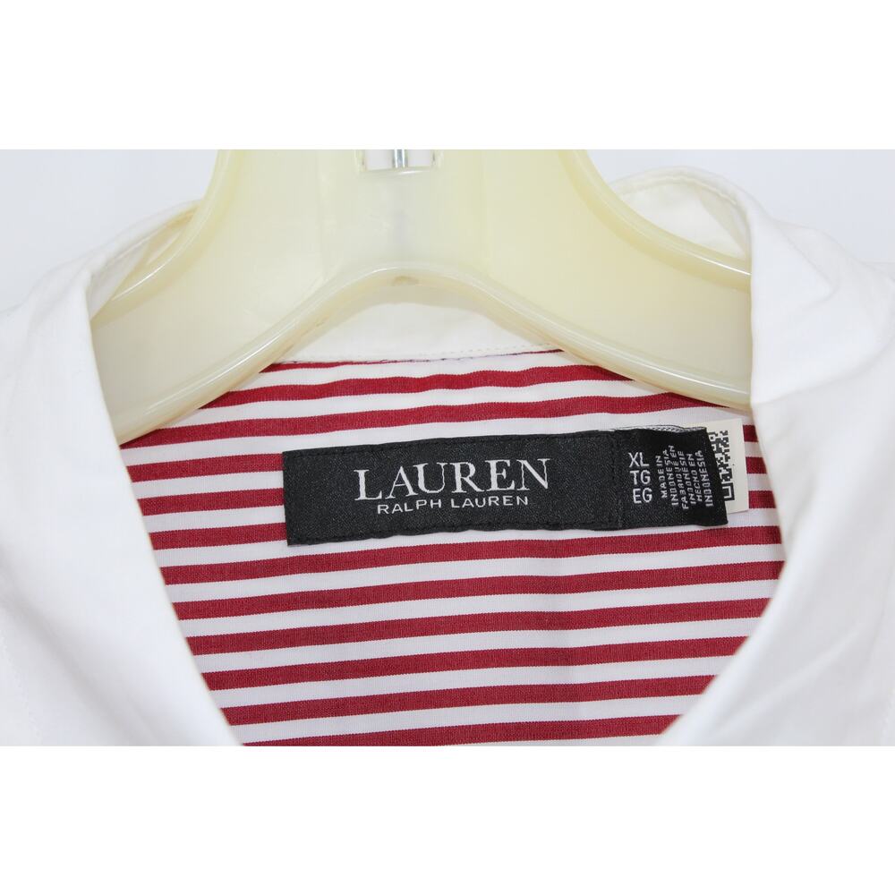 Lauren Ralph Lauren Women's XL Striped Broadcloth Button Down Shirt Red White - Picture 4 of 8